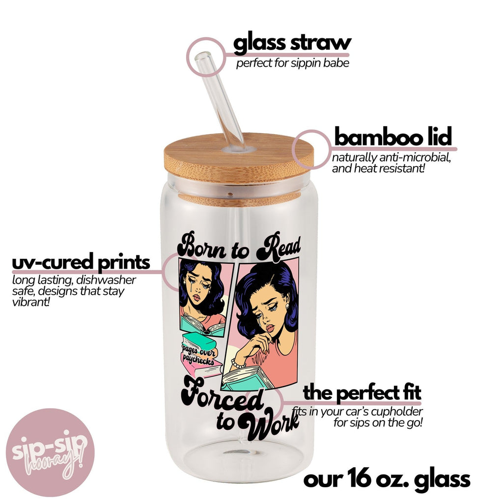 Born To Read Glass Cups