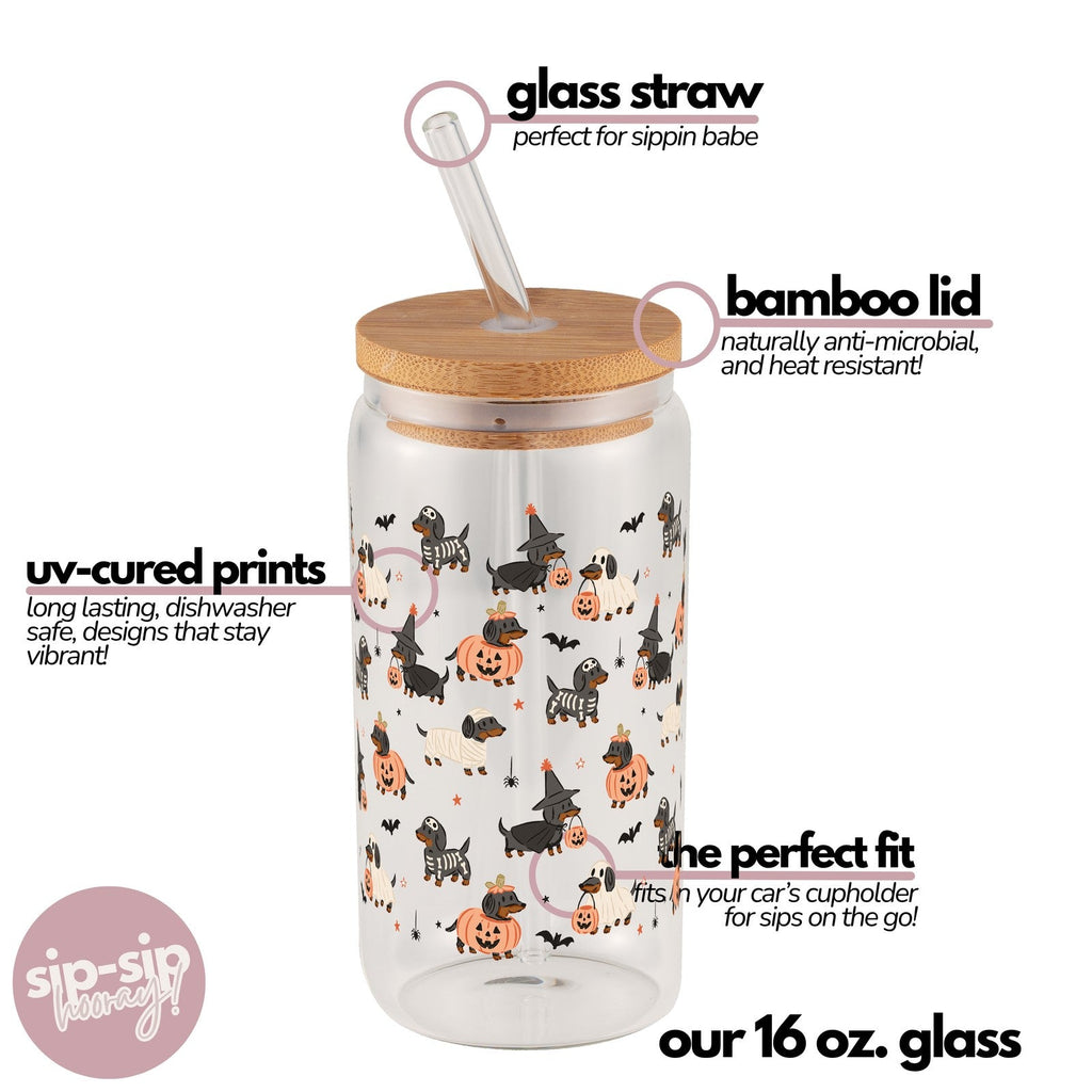 Spooky Dachshunds Glass Cups