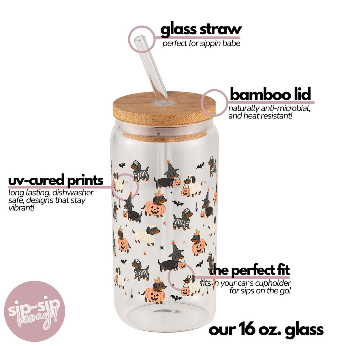 Spooky Dachshunds Glass Cups