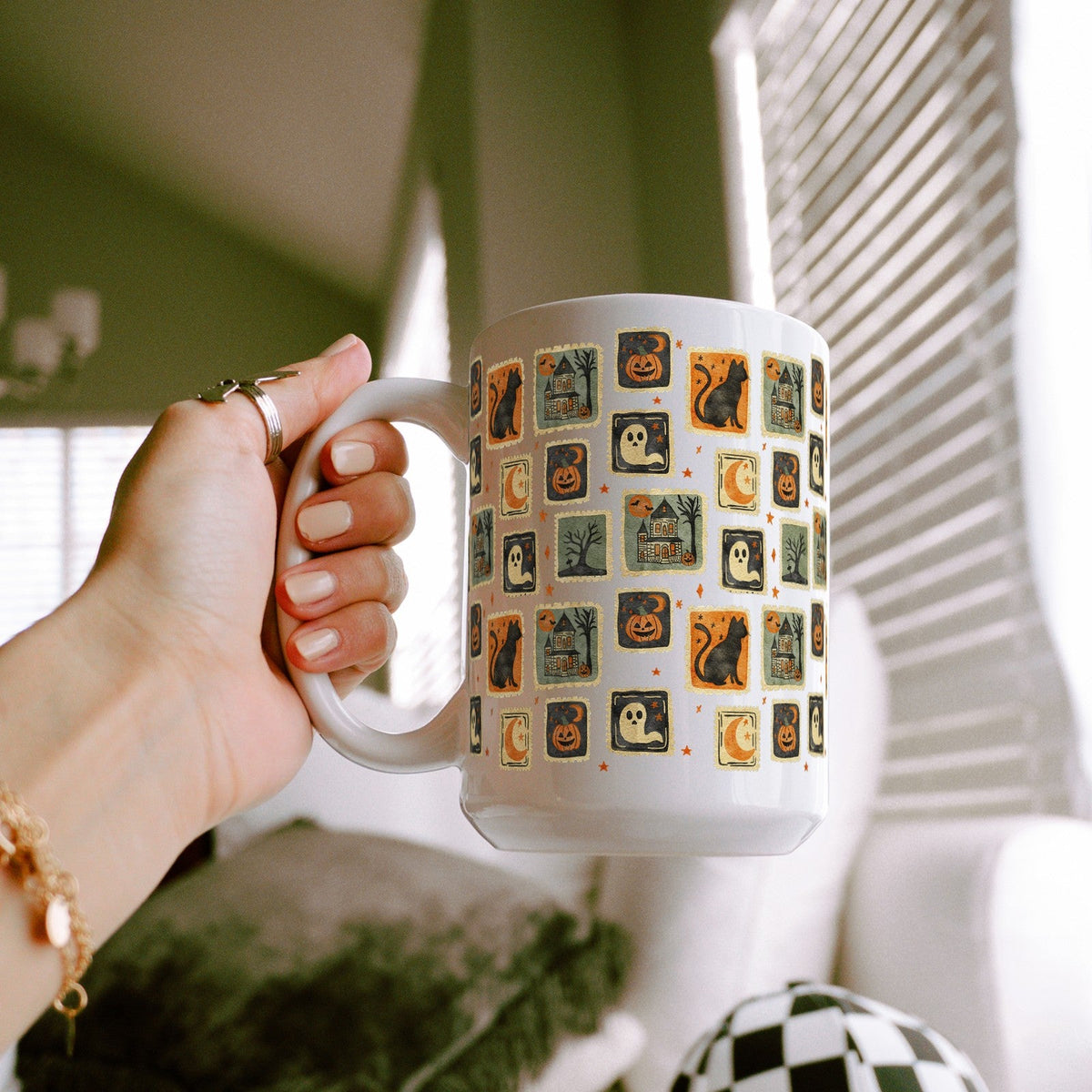 Vintage Halloween Stamps Glass Cups