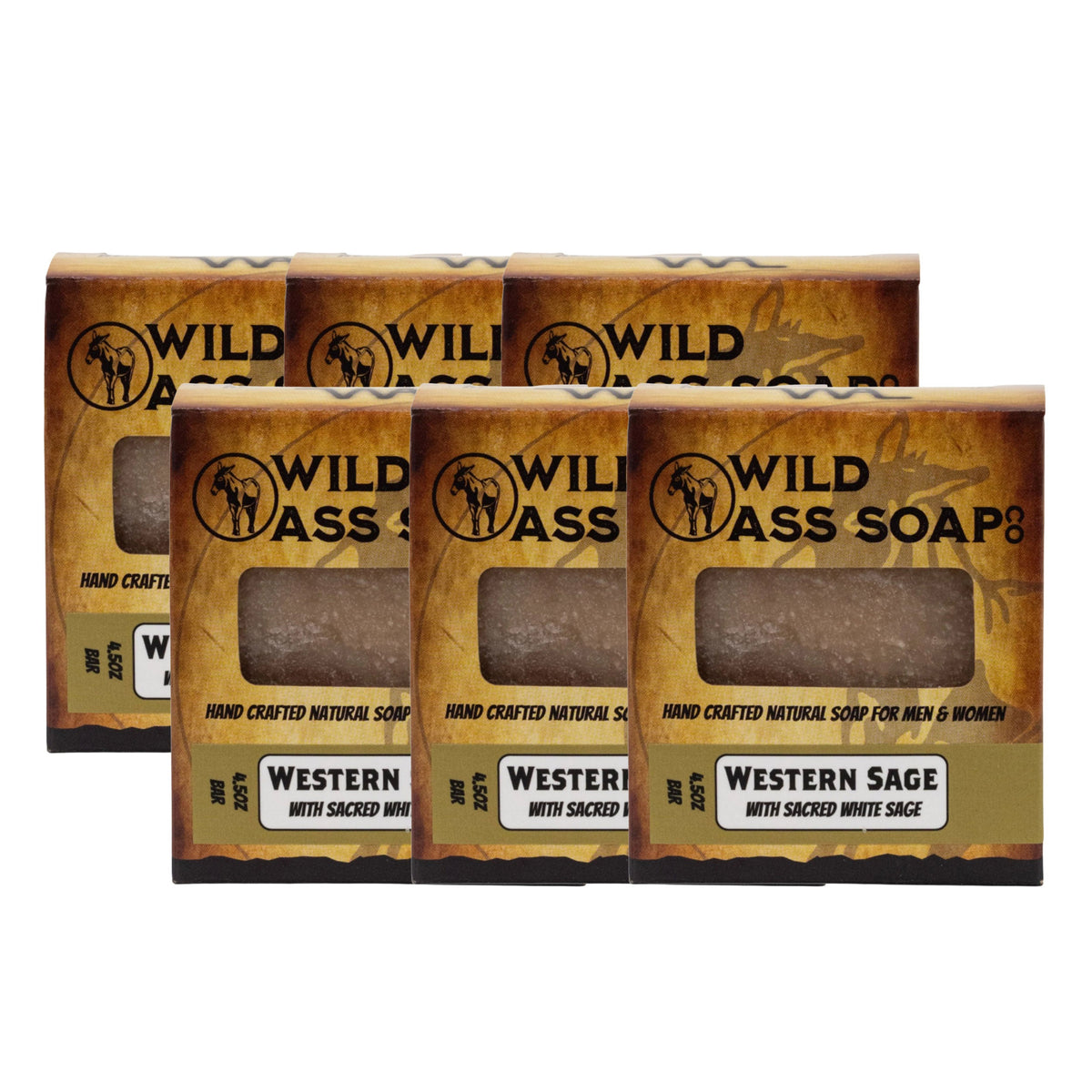 Tallow Bar Soap | Western Sage Scent | Pack of 6 | 4.5 oz | Palm Oil & Paraben Free | Wild Ass Soap Co