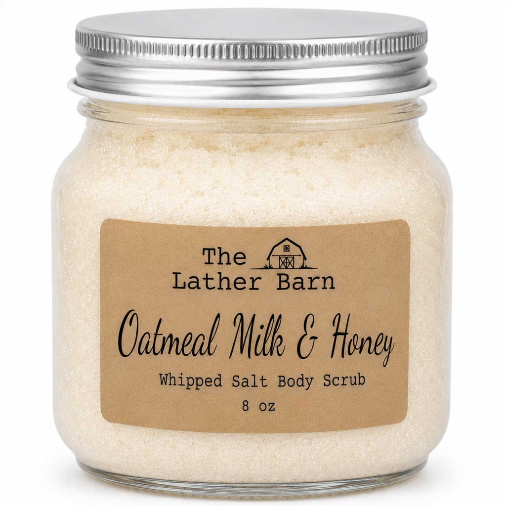 Whipped Salt Body Scrub | Oatmeal Milk & Honey | 8 oz | The Lather Barn