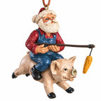 Santa With Pig Ornament | Bert Anderson Collection