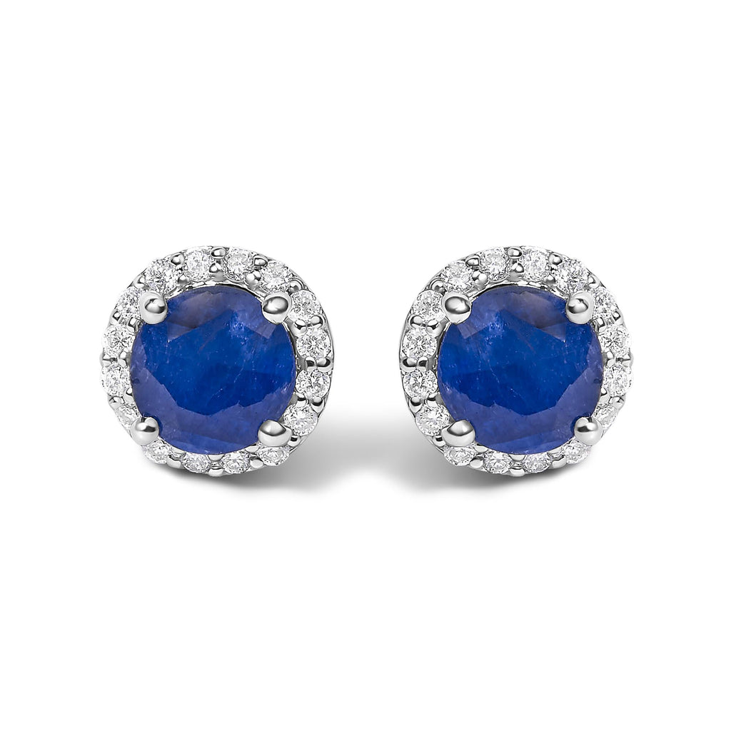 10K Gold Gemstone and 3/8 Cttw Diamond Halo Jewelry Set (Earrings, Pendant & Ring)