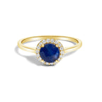 10K Gold Gemstone and 3/8 Cttw Diamond Halo Jewelry Set (Earrings, Pendant & Ring)