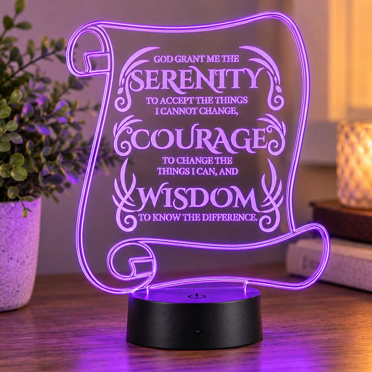 Inspirational LED Lighted Plaque | God Grant Me the Serenity to Accept the Things I Cannot Change. Courage to Change the Things I Can, and Wisdom to Know the Difference | Glowing Creation