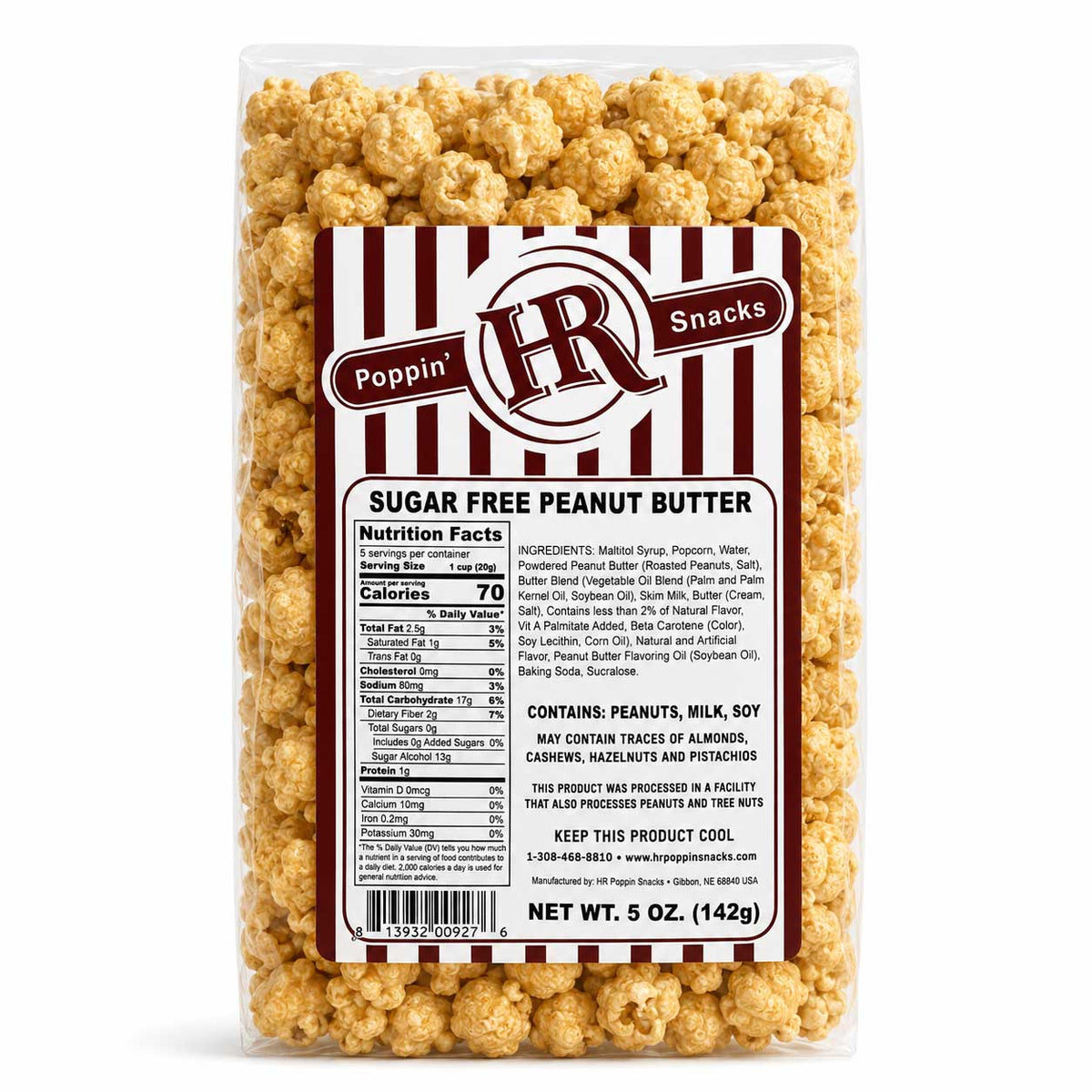 Sugar Free Peanut Butter Popcorn | 5 oz | HR Poppin' Snacks