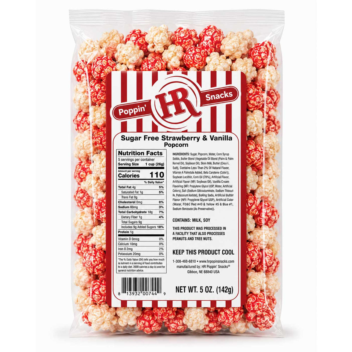 Sugar Free Strawberry & Vanilla Popcorn | 5 oz | HR Poppin' Snacks