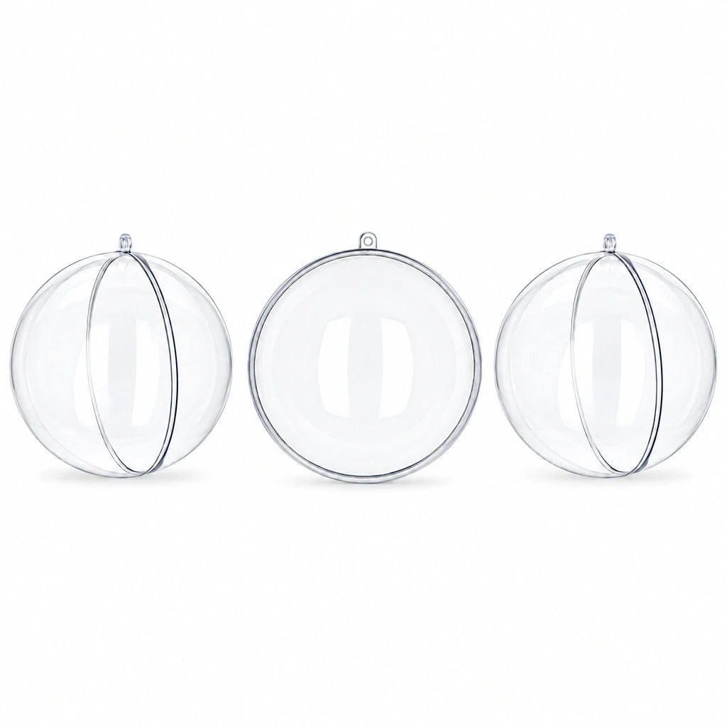 Set of 3 Clear Fillable Plastic Ball Christmas Ornament 3.9 Inches