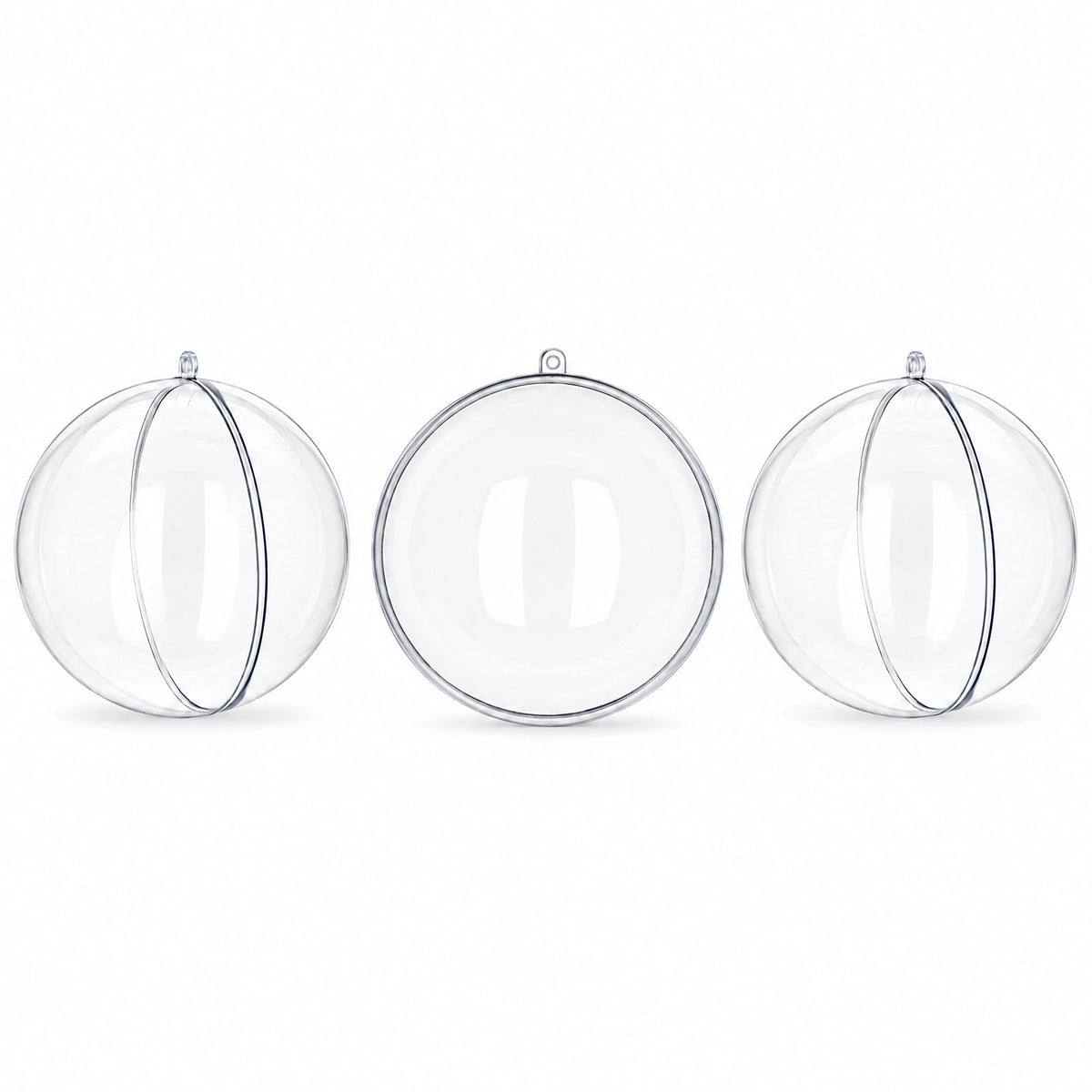 Set of 3 Clear Fillable Plastic Ball Christmas Ornament 3.9 Inches