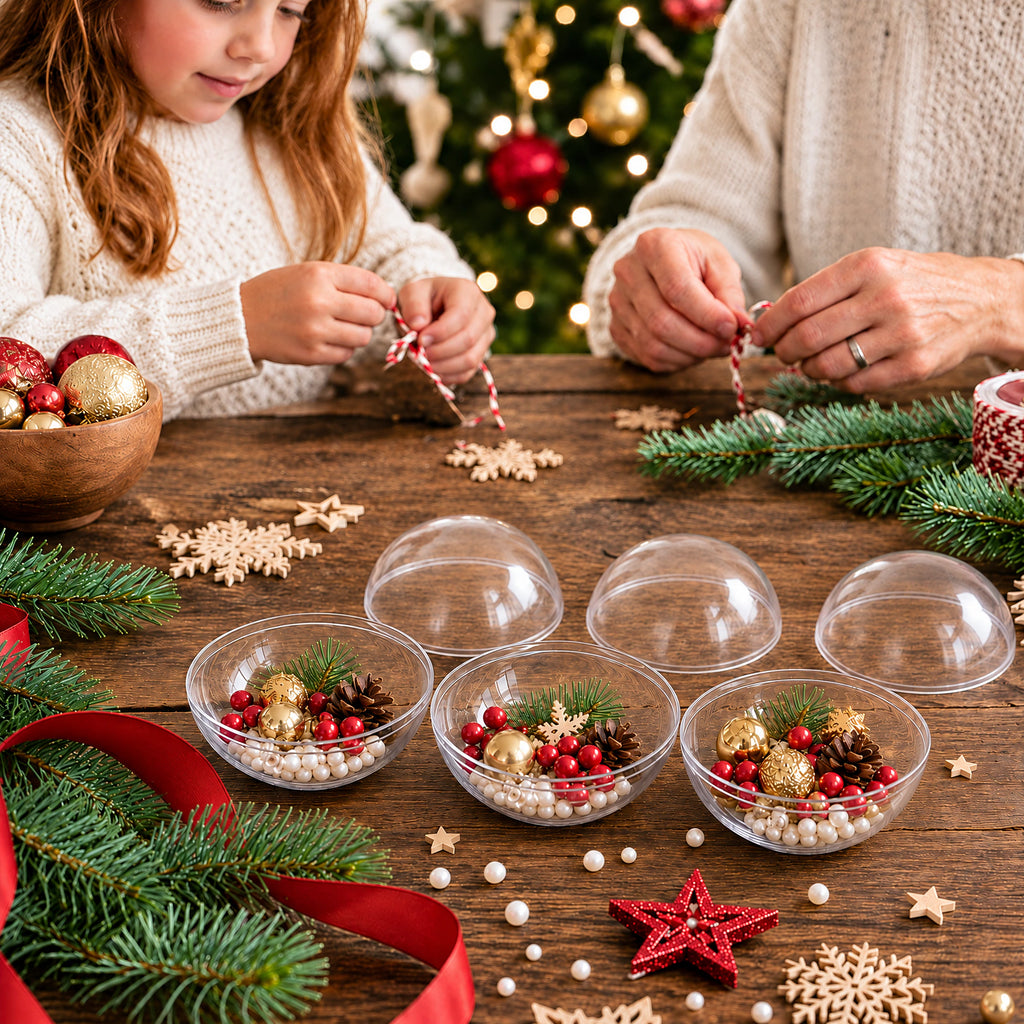 Set of 3 Clear Fillable Plastic Ball Christmas Ornament 3.9 Inches