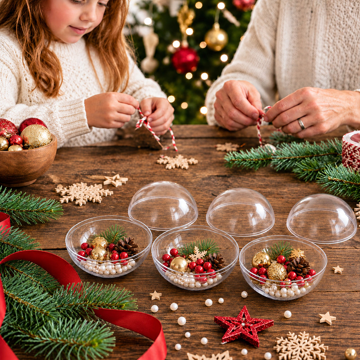 Set of 3 Clear Fillable Plastic Ball Christmas Ornament 3.9 Inches