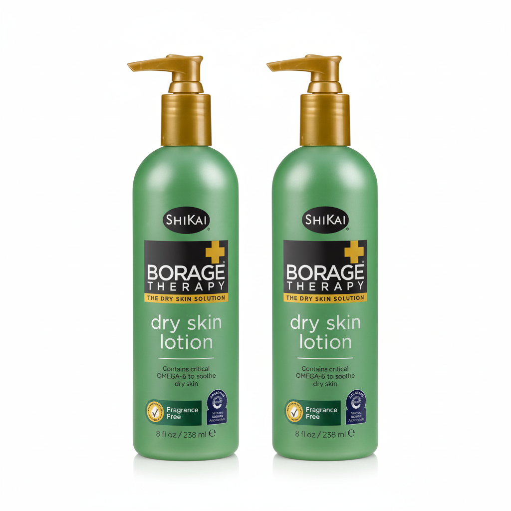 Shikai Borage Therapy Dry Skin Lotion, Unscented, 8 fl oz (Case of 2)