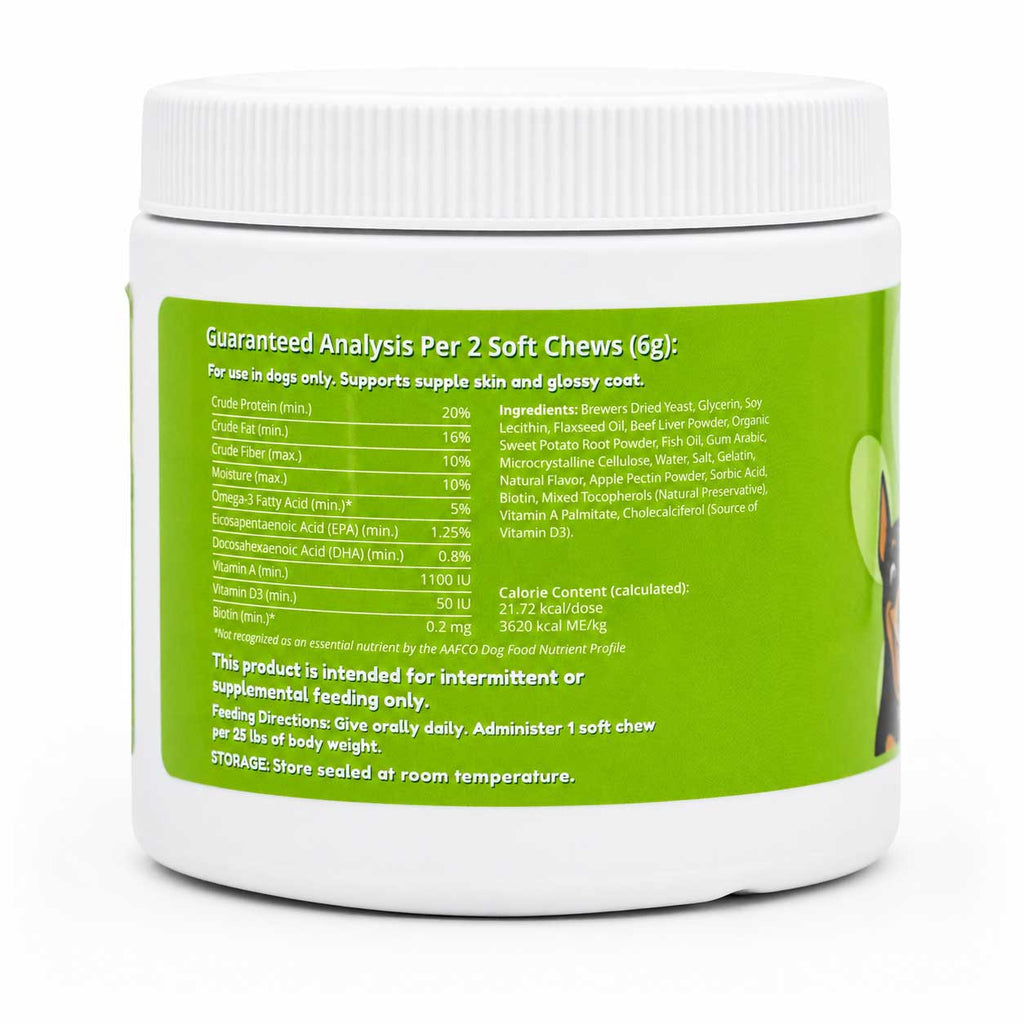 Skin & Coat Support Soft Chews for Dogs | Pack of 3 | 60 Chews - 6.35 oz | LivHerbals, Inc.