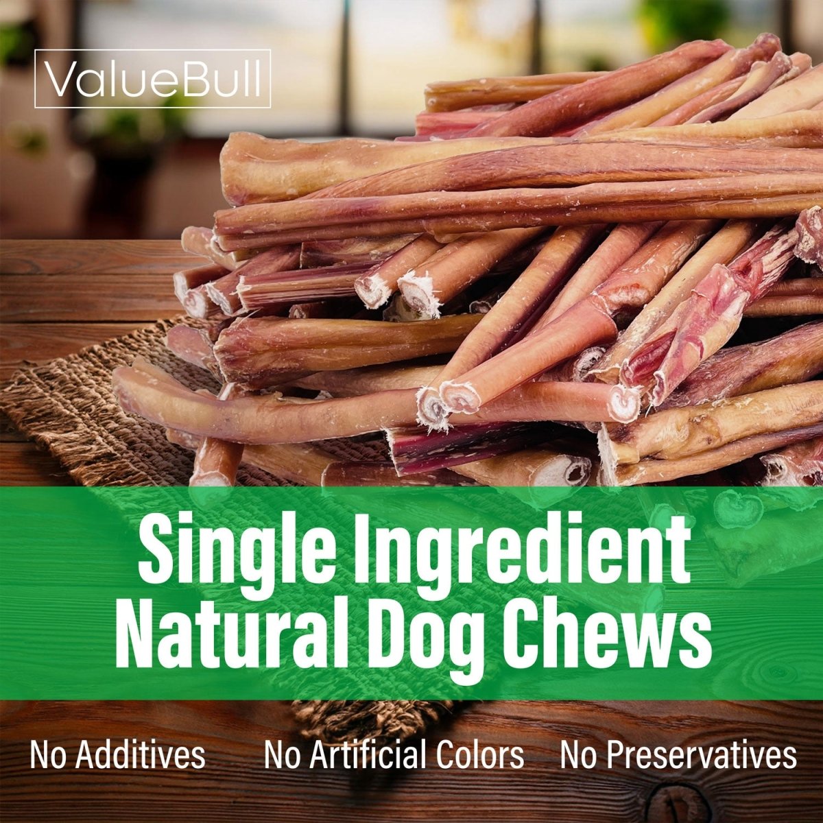 ValueBull Bully Sticks for Large Dogs, Thick 12 Inch, 25 Count