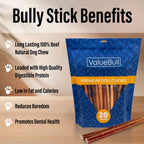 ValueBull Bully Sticks for Large Dogs, Thick 12 Inch, 50 Count