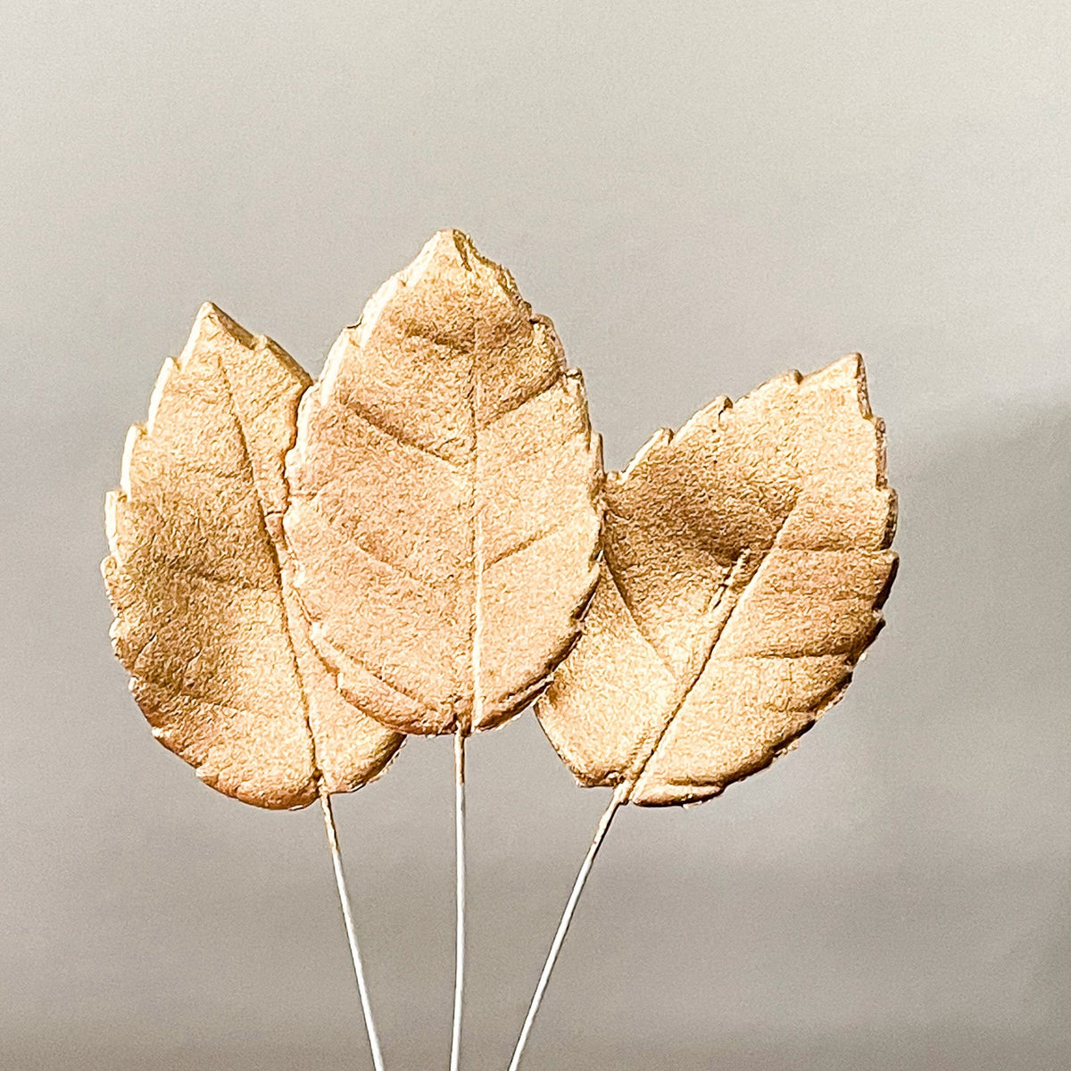 Small Gold Leaves - Set of 3 Gumpaste Leaves