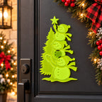 Snowmen Christmas Tree Magnetic Plaque | 3.5" x 6" | Multiple Color Options | Glowing Creation