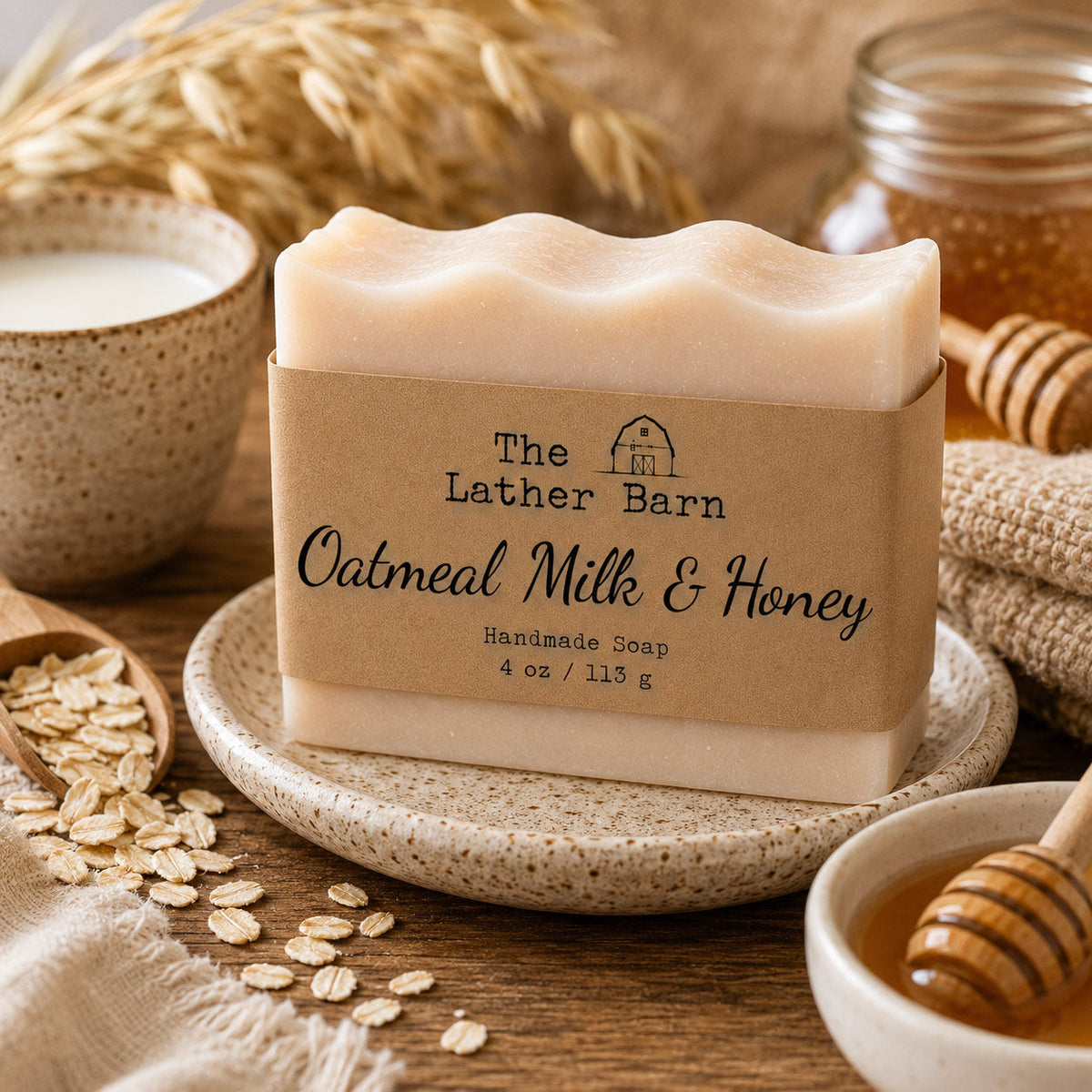 Handmade Soap | Oatmeal Milk & Honey | 4 oz | The Lather Barn