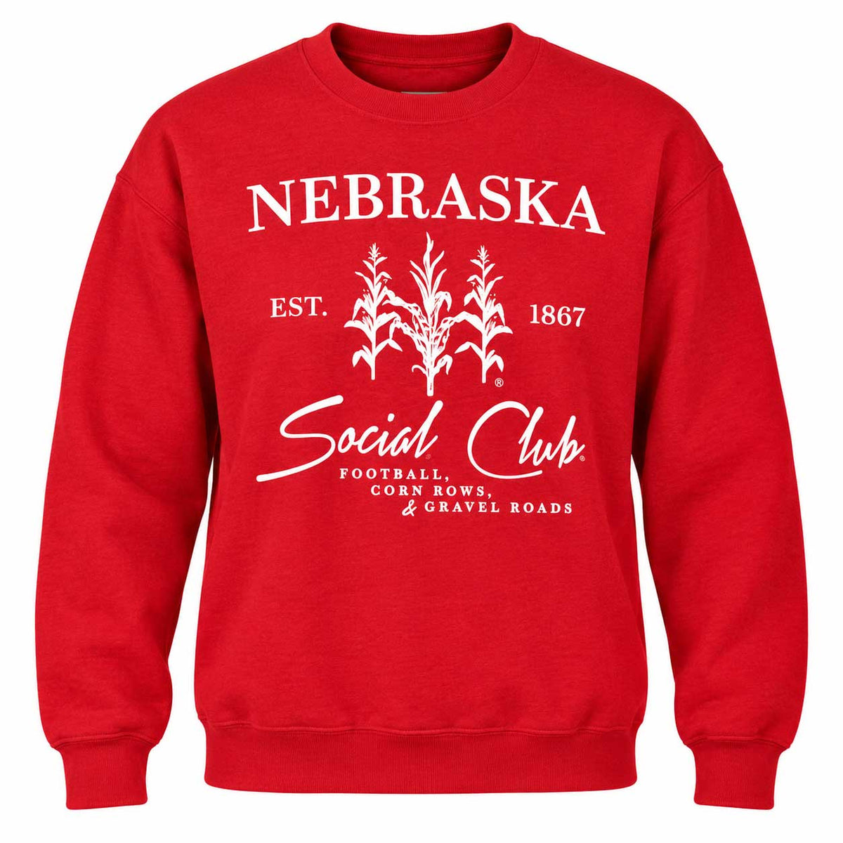 Nebraska Social Club Red Crewneck | Multiple Sizes | Lux By Leslie