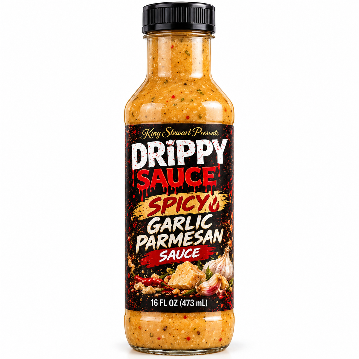 Drippy Sauce® Spicy Garlic Parmesan Sauce — 1 Bottle (16 fl oz)