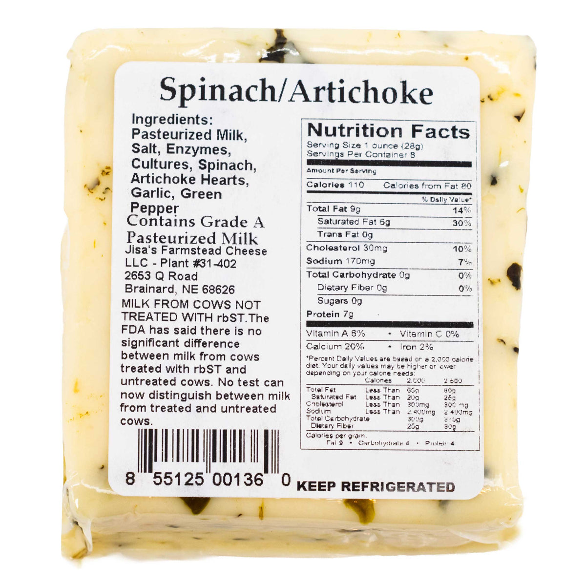 Cheese 6 Piece Sampler | Cheddar, Garden Herb, Havarti, Spinach & Artichoke, Caraway, Dill | Jisa's Farmstead Cheese