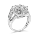 Sterling silver diamond swirl cluster cocktail ring bijoux-nyc direct