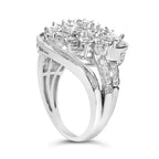 Sterling silver diamond swirl cluster cocktail ring bijoux-nyc direct