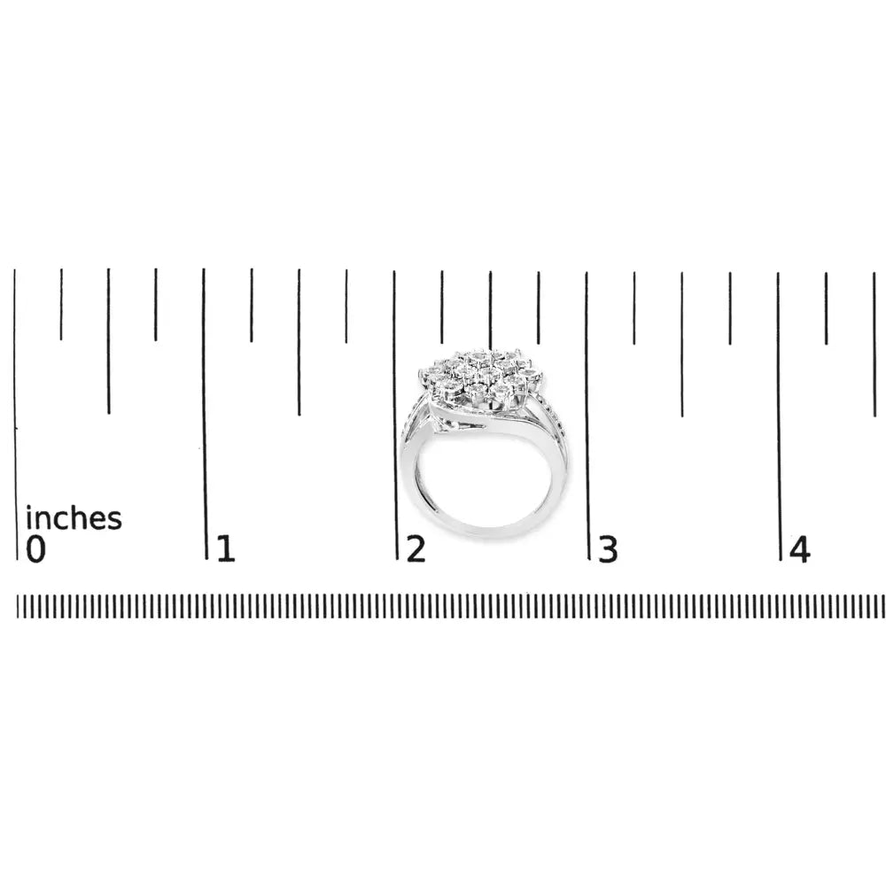 Sterling silver diamond swirl cluster cocktail ring bijoux-nyc direct