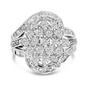 Sterling silver diamond swirl cluster cocktail ring bijoux-nyc direct