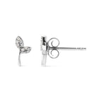 Sterling silver 1/16ct tdw diamond leaf post earrings bijoux-nyc direct