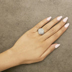 Sterling silver 1 cttw pear diamond triple halo cluster ring bijoux-nyc direct