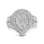 Sterling silver 1 cttw pear diamond triple halo cluster ring bijoux-nyc direct