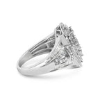 Sterling silver 1 cttw pear diamond triple halo cluster ring bijoux-nyc direct