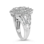 Sterling silver 1 cttw pear diamond triple halo cluster ring bijoux-nyc direct