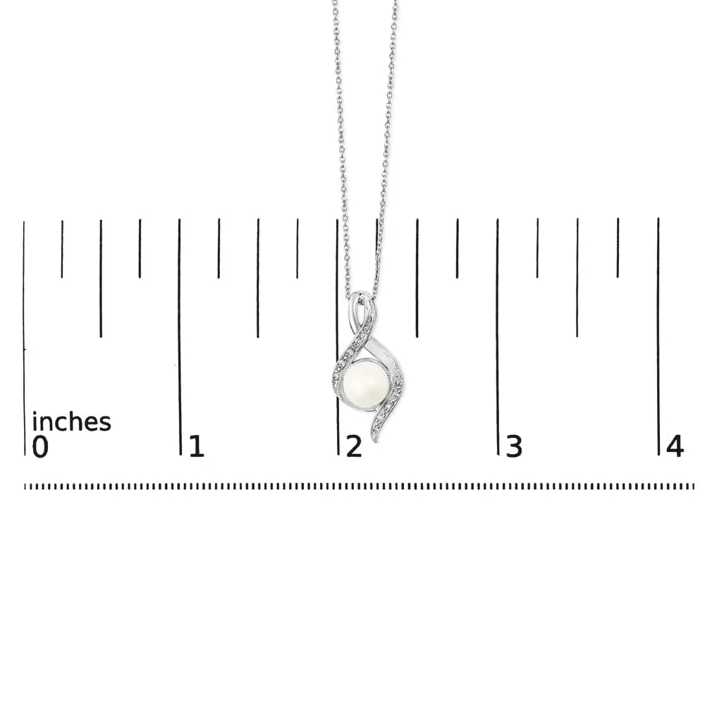 7mm freshwater pearl and diamond swirl pendant in sterling silver bijoux-nyc direct