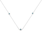 Sterling silver treated blue diamond station necklace 1/2 cttw bijoux-nyc direct