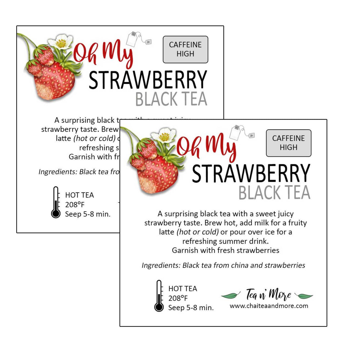 Strawberry Tea | Cold Brew Black Tea | Pack of 2 | Caffeinated | Tea n More