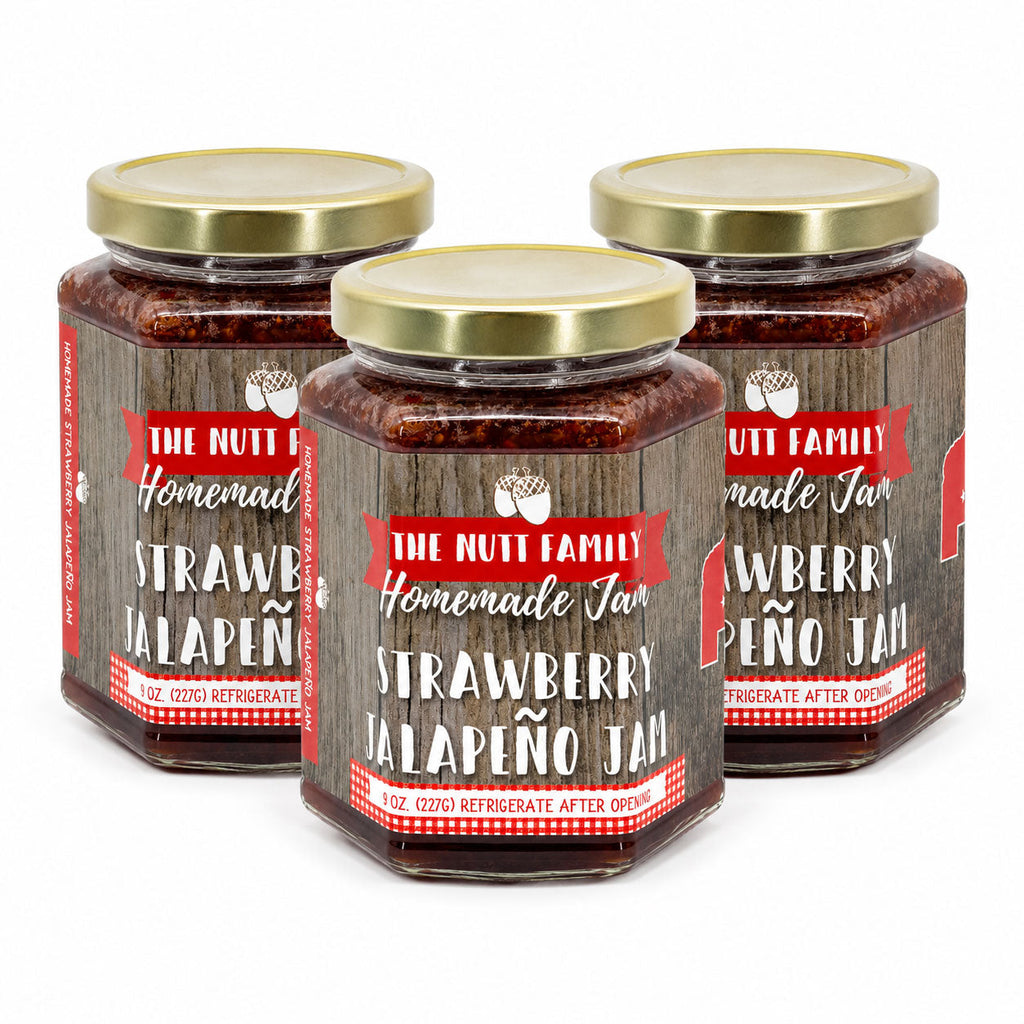 Strawberry Jalapeño Jam | Pack of 3 | 9 oz | Nutt Family Jams & Jellies
