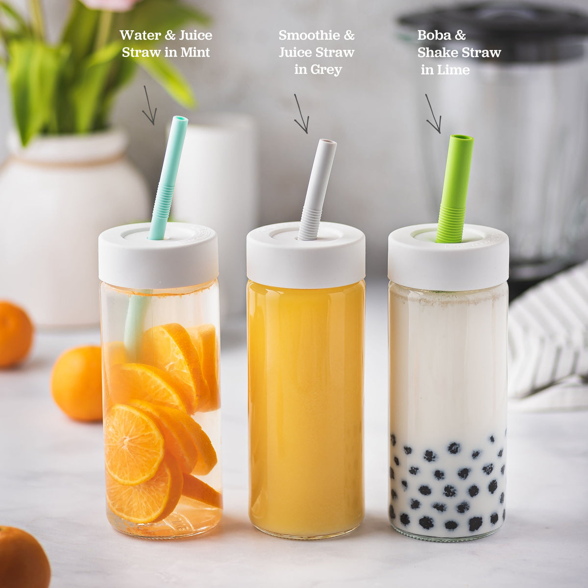 Juice & Smoothie Silicone Straw Set
