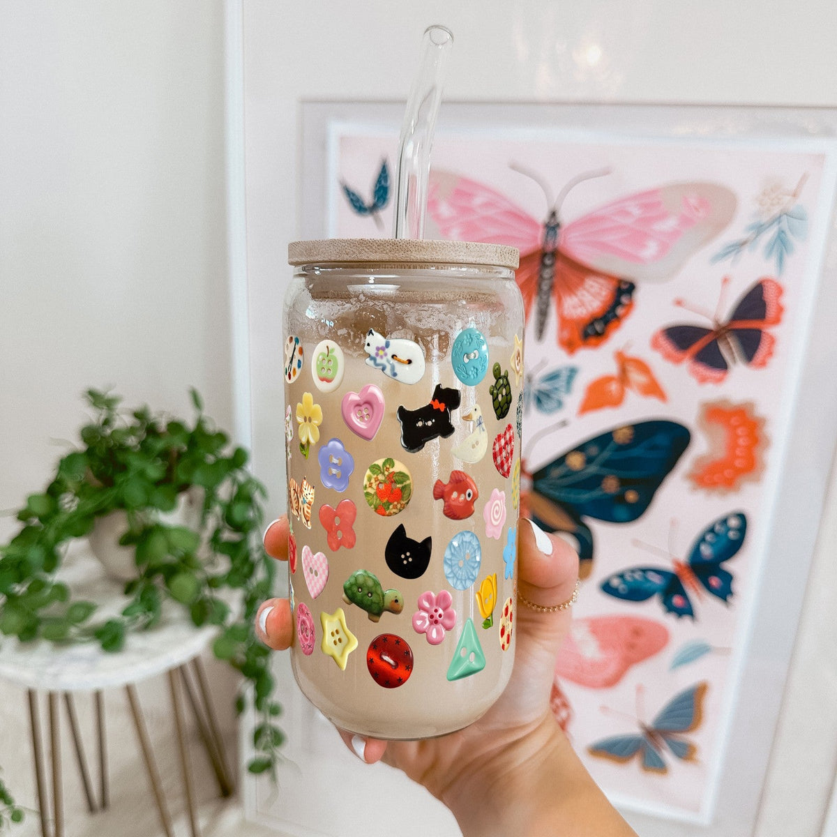 Cutie Buttons Glass Cups