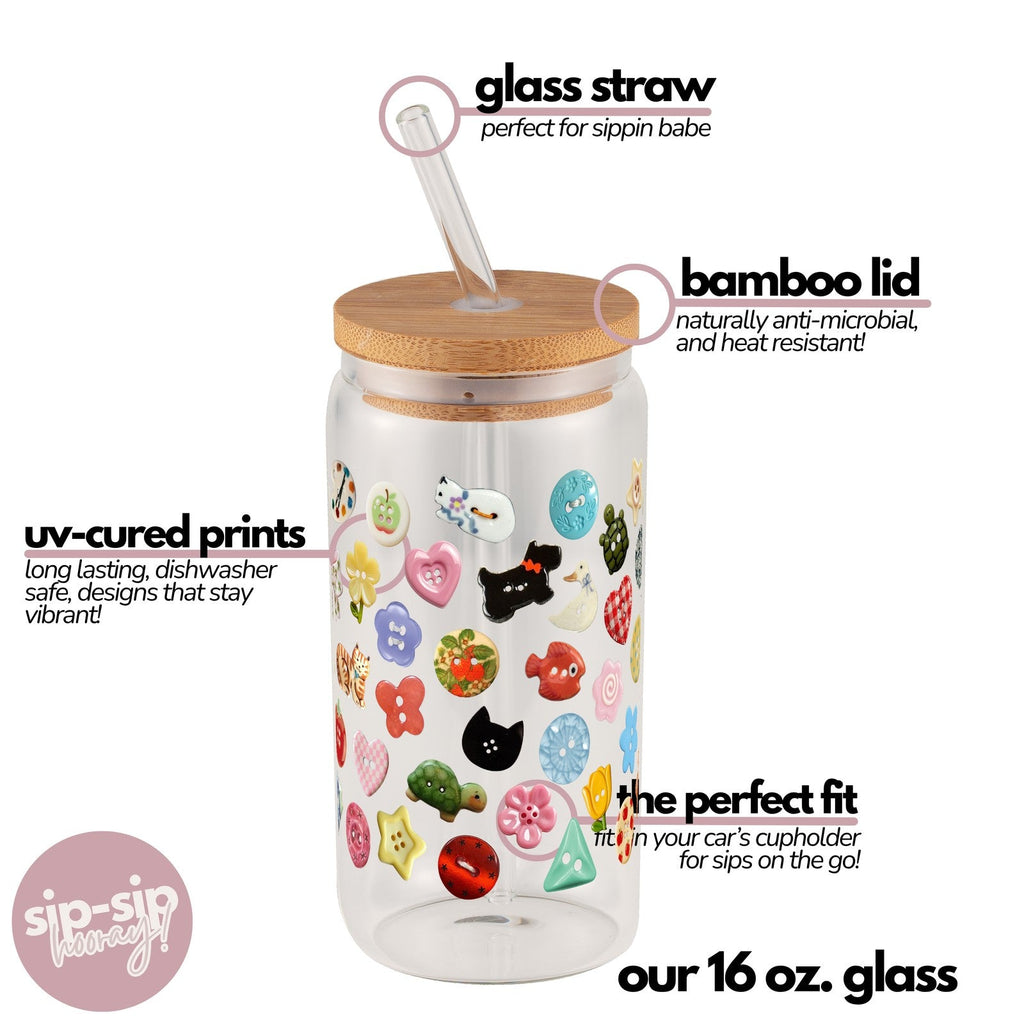 Cutie Buttons Glass Cups