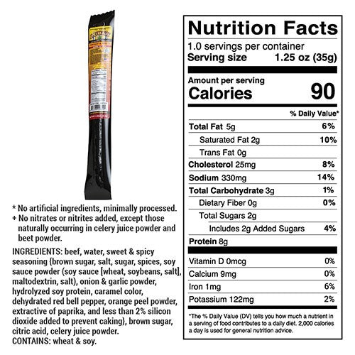 Sweet & Spicy Beef Stick | Pack of 24 | 1.25 oz | Nebraska Star Beef