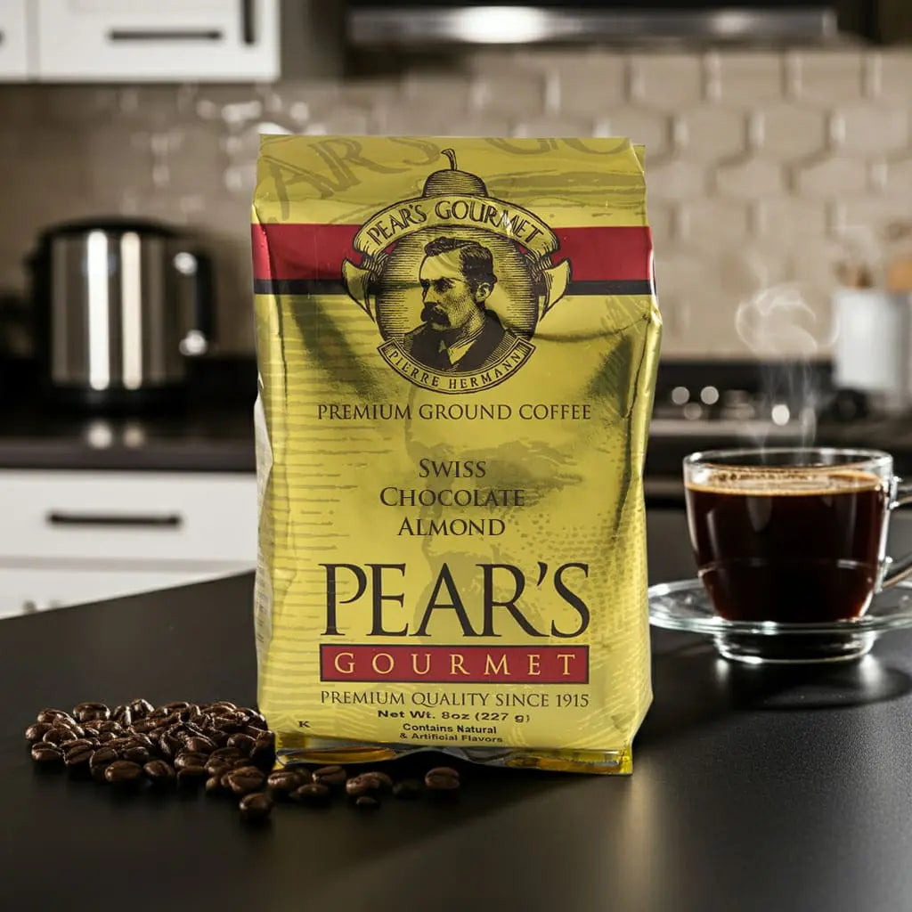 Pear's Swiss Chocolate Almond Ground Coffee | 8 oz | Brenmar