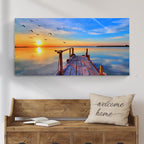 Dock Sunset View Canvas Wall Art