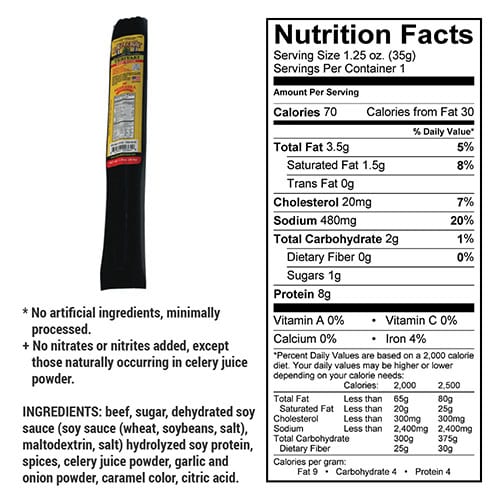 Teriyaki Beef Stick | Pack of 48 | 1.25 oz | Nebraska Star Beef