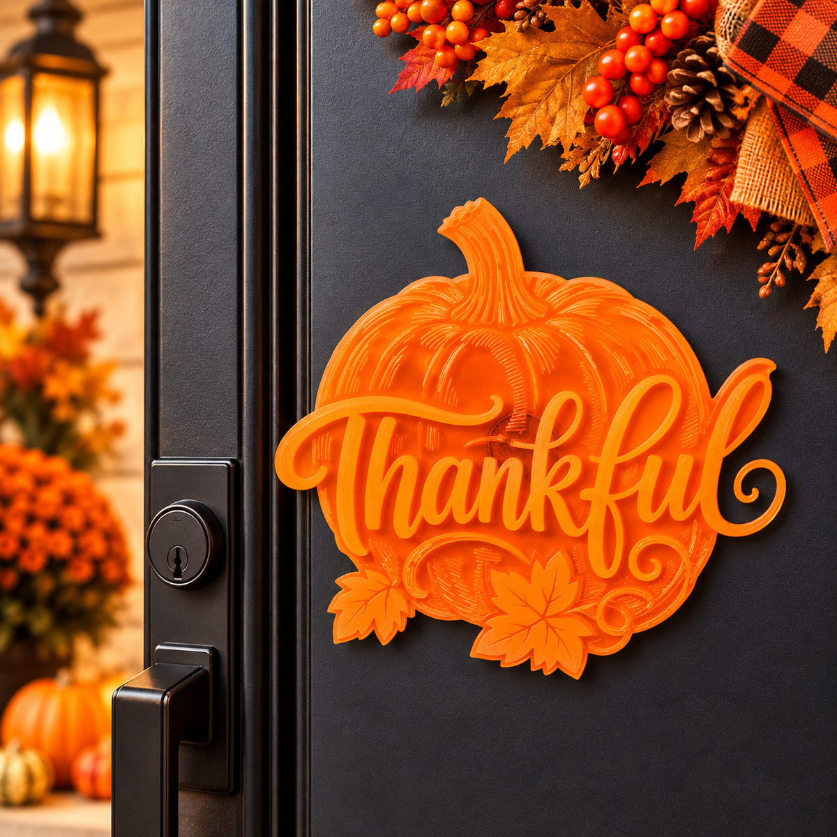 Thankful Pumpkin Magnetic Plaque | 5"x 5" | Multiple Color Options | Glowing Creation
