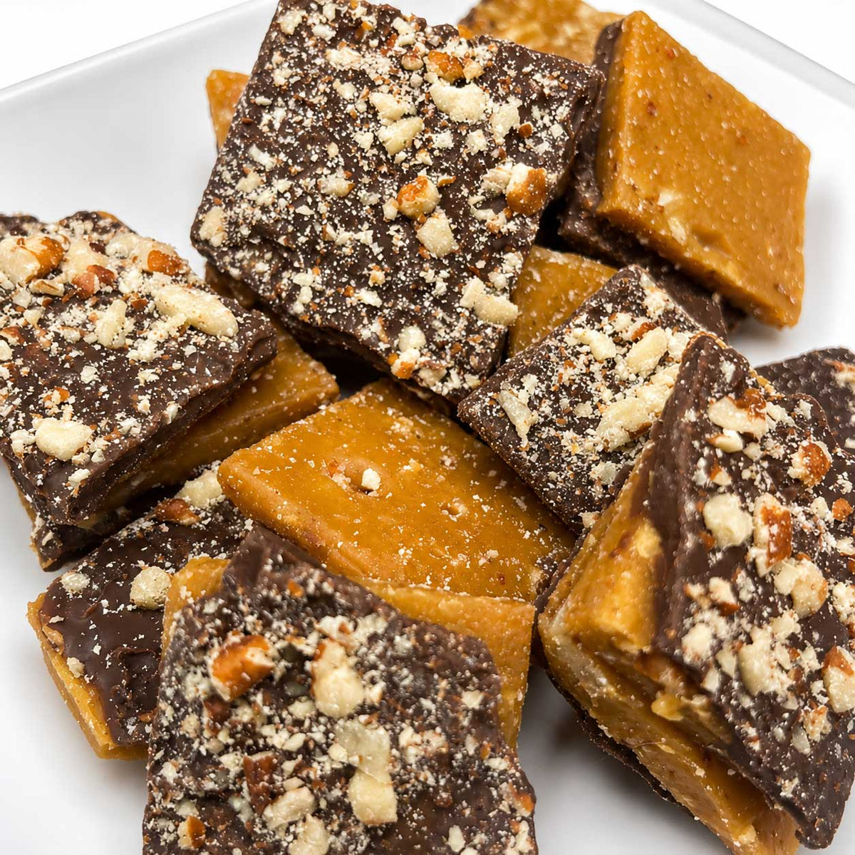 Homemade No Nut Toffee Bundle | 8 oz | Milk and Dark Chocolate | Barb's Buttery Toffee