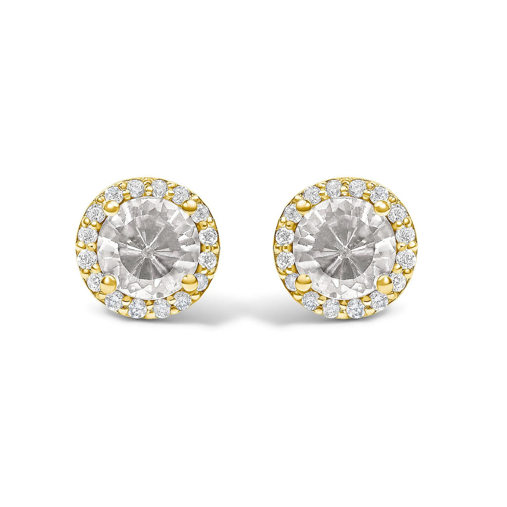 10K Gold Gemstone and 3/8 Cttw Diamond Halo Jewelry Set (Earrings, Pendant & Ring)