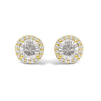 10K Gold Gemstone and 3/8 Cttw Diamond Halo Jewelry Set (Earrings, Pendant & Ring)
